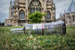 clear glass bottle, landscape, alcohol, architecture, bottles