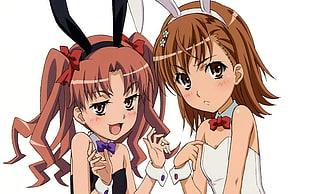 two brown haired female character illustrations against white background