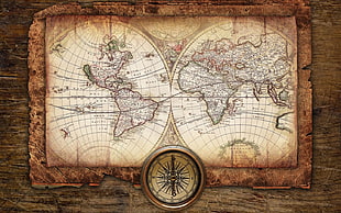 brown mappemonde, world, world map, map HD wallpaper