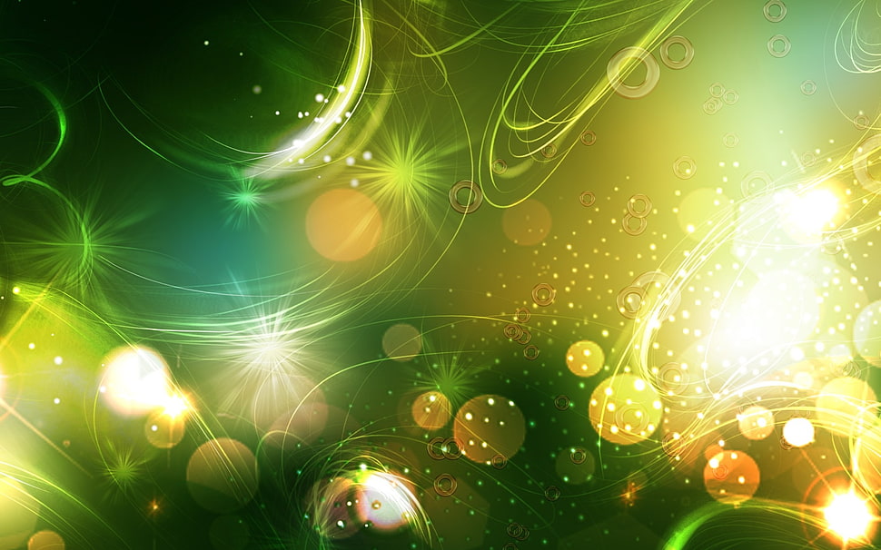 green and multicolored digital artwork HD wallpaper
