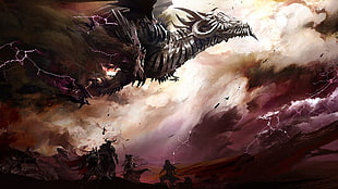 black dragon illustration, fantasy art, concept art, Guild Wars, Guild Wars 2 HD wallpaper