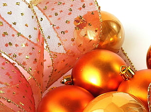 selective focus photography of orange baubles
