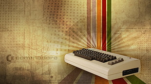 white and black bed mattress, retro games, Commodore 64, keyboards, vintage HD wallpaper