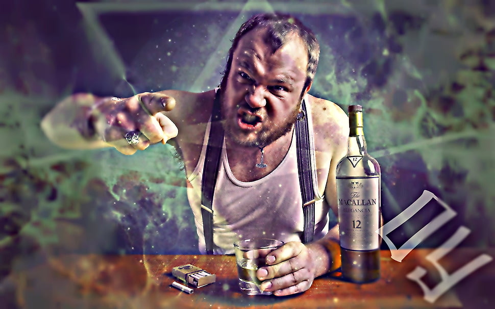 men's white tank top, drunk HD wallpaper