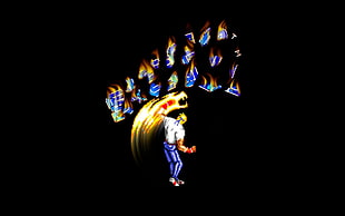 illustration of man punching with yellow flames, Sega, Streets of Rage, simple background, 16-bit HD wallpaper