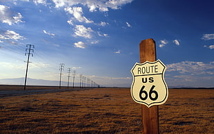Route 66 U.S. signage, USA, road, Route 66, power lines