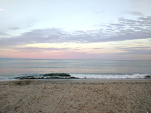 sea waves, beach, waves, sea, sunset HD wallpaper