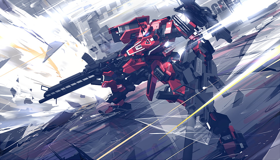 red and black Gundam wallpaper, mech, digital art, Armored Core HD wallpaper