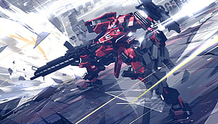 red and black Gundam wallpaper, mech, digital art, Armored Core