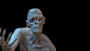 3D zombie illustration, black background, dark, zombies