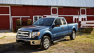 blue Ford extra cab pickup truck, Ford f-150, Ford, blue cars, vehicle