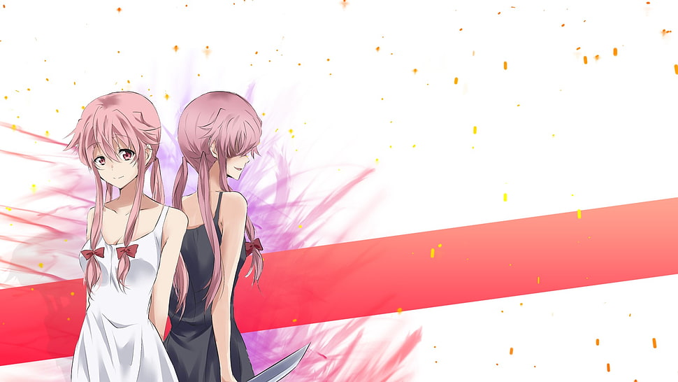 pink haired female anime character, Mirai Nikki, Gasai Yuno HD wallpaper