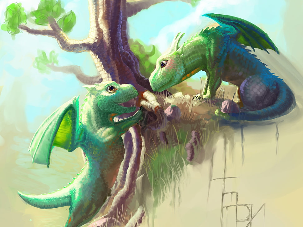 dragon illustration HD wallpaper