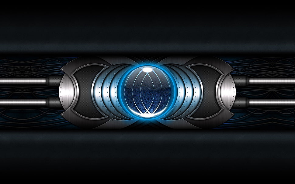 blue, silver and black logo HD wallpaper