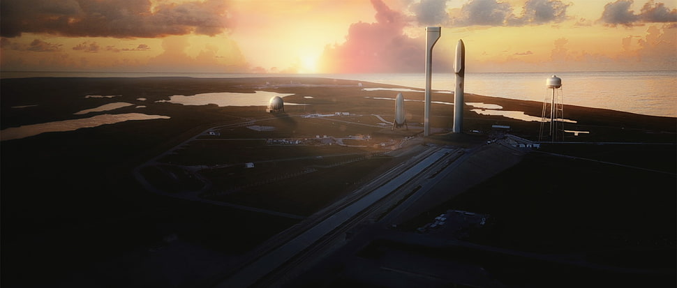 black and gray metal frame, SpaceX, Interplanetary Transport System, rocket, landscape HD wallpaper