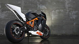 black, white, and orange sports bike, motorcycle, KTM, KTM RC8 HD wallpaper