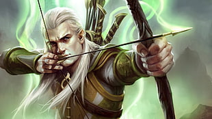 man holding archer illustration, The Lord of the Rings, Legolas, Orlando Bloom, bow