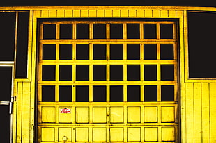 yellow and black garage door