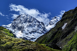 mountain valley under blue sky, austria, silvretta HD wallpaper