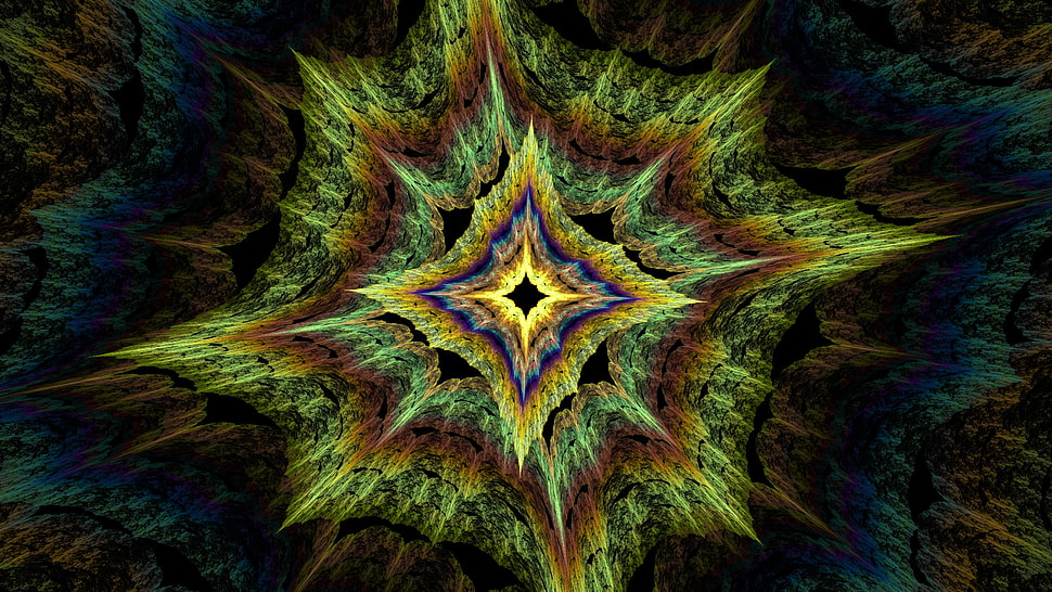 green, brown, and blue kaleidoscope HD wallpaper
