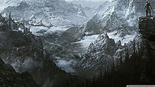 gray and black mountain screenshot, The Elder Scrolls V: Skyrim