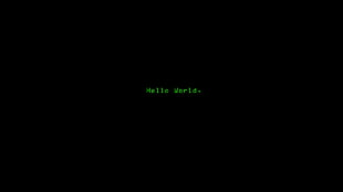 hello world text on black background