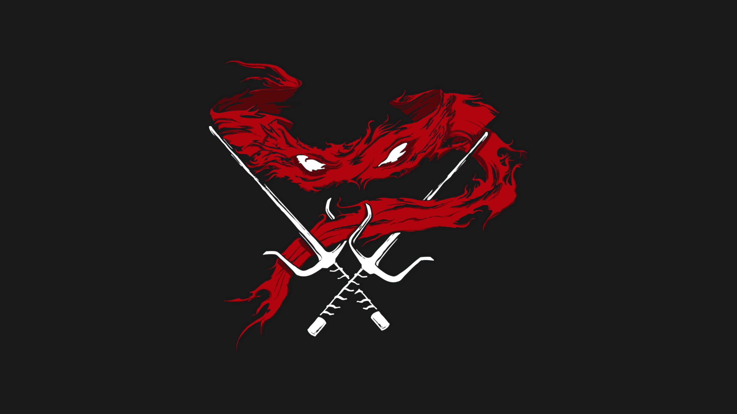 red and silver sai sword logo, Teenage Mutant Ninja Turtles, red, Raphael, black