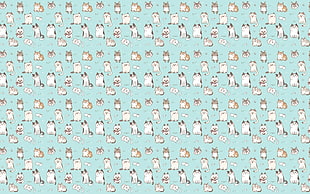 white and brown cat illustration