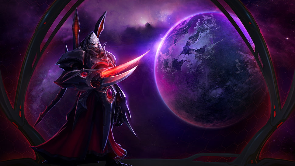 animated character with blade weapon digital wallpaper, video games, Alarak (Starcraft), heroes of the storm, StarCraft HD wallpaper