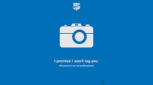 I promise I won't tag you. text overlay on blue background HD wallpaper