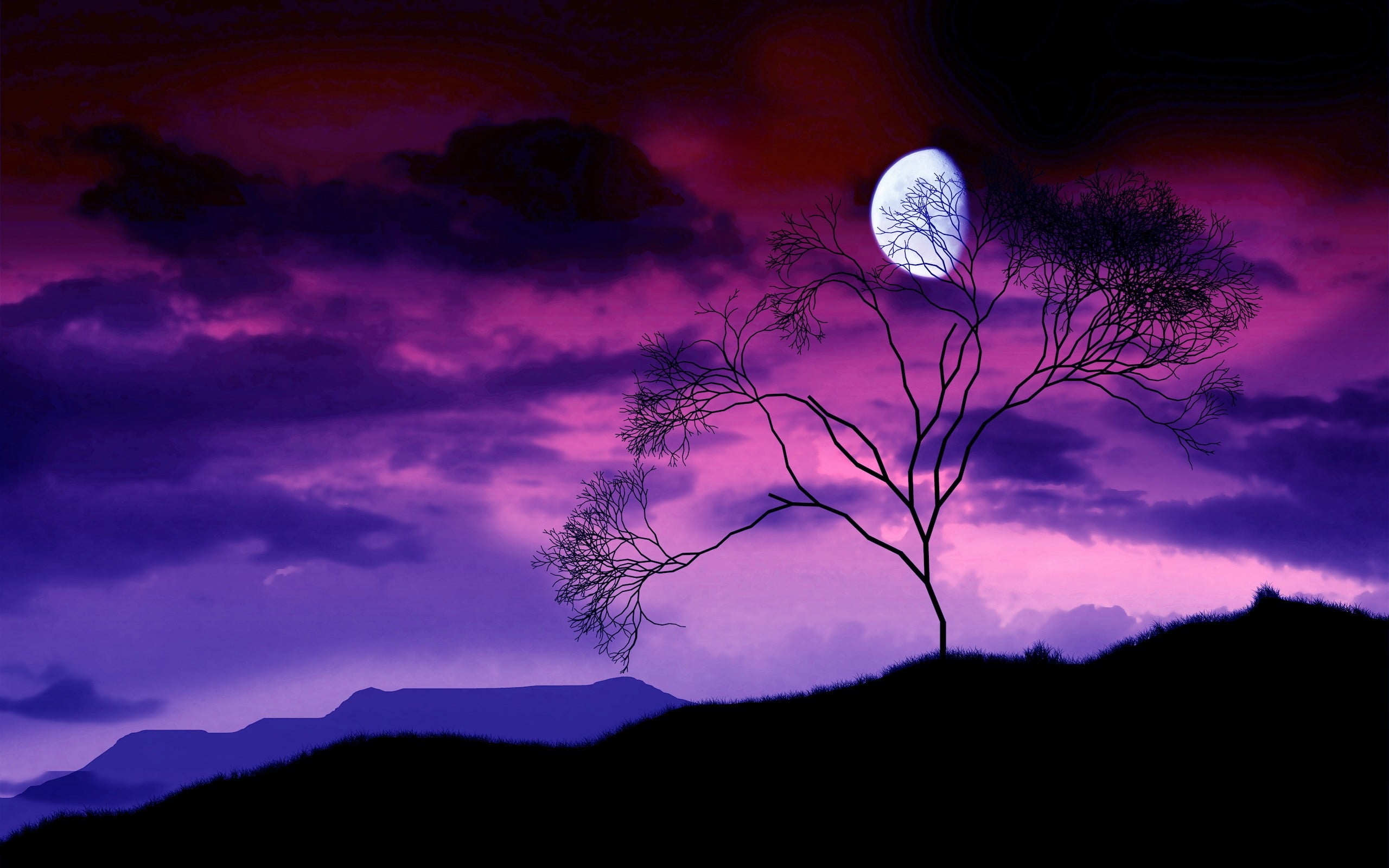 Day six progression of moon to new moon under purple sky HD wallpaper |  Wallpaper Flare