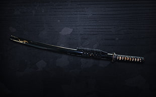 black katana sword, weapon, sword, Wakizashi