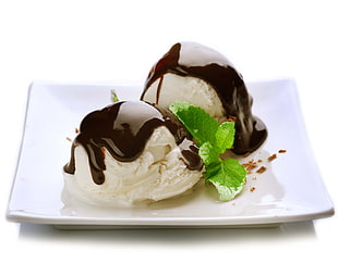 ice cream with black syrup