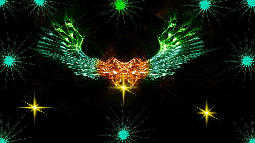 orange green and blue LED lights HD wallpaper