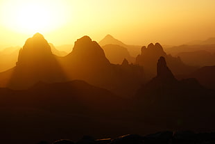 silhouette photo of mountain range HD wallpaper