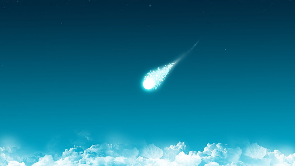 sky digital wallpaper, artwork, sky, clouds, comet HD wallpaper