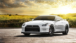 white Nissan GT-R R35 coupe