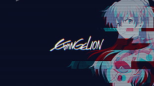 female animated character with gray hair, Neon Genesis Evangelion, Asuka Langley Soryu, simple background, glitch art