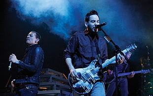 Linkin Park performing on stage