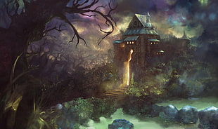 dark castle graphics, fantasy art, castle, artwork HD wallpaper