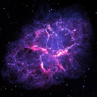 purple supernova, Deep Space, Crab Nebula, space, space art