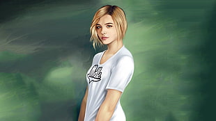 portrait of woman with white shirt