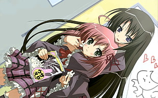 two female illustration anime