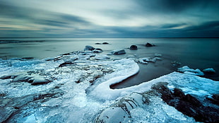 white snow cap, ice, nature, winter, sea HD wallpaper