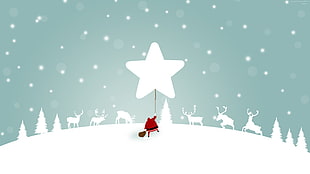 Santa Claus reaching star graphic wallpaper