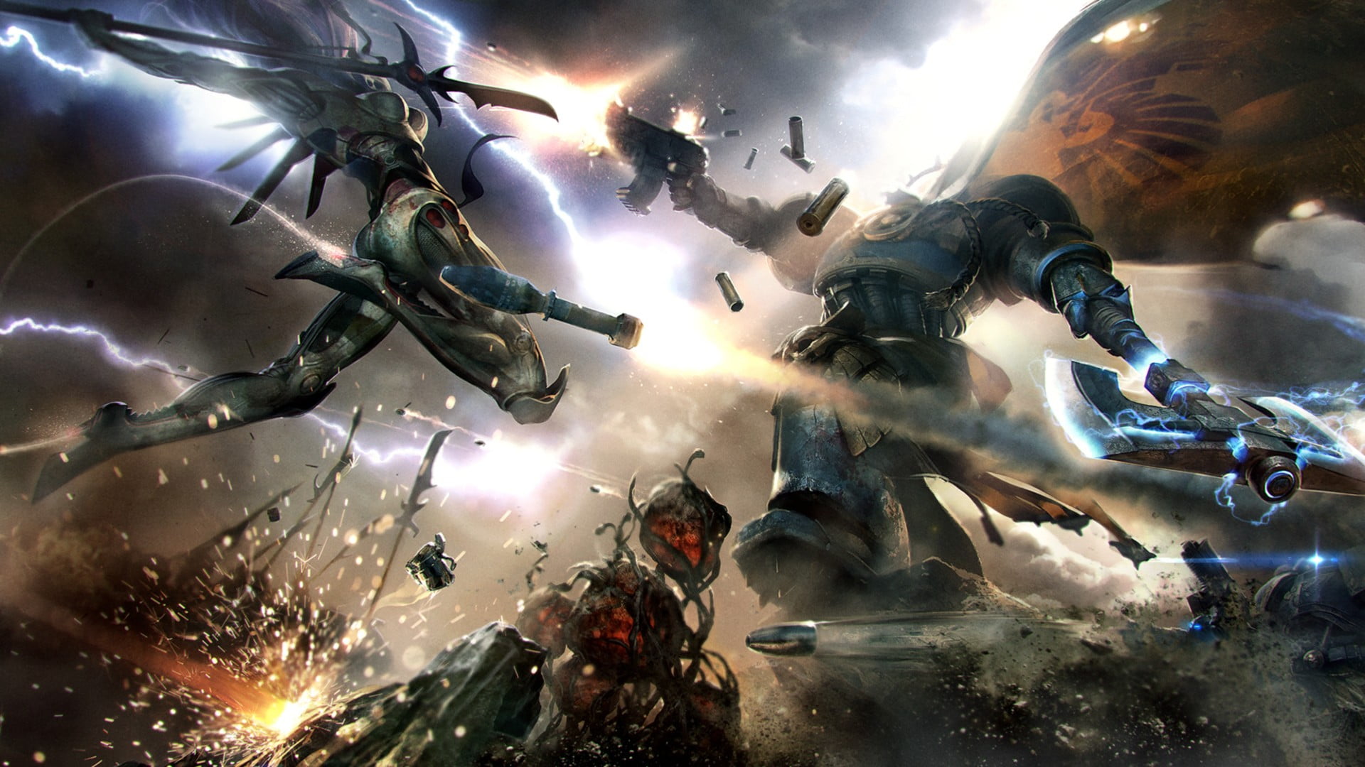 Warhammer digital wallpaper, Warhammer 40,000, Eldar, Ultramarines, battle ...