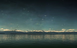 calm body of water under night skies HD wallpaper