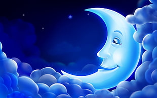 crescent moon cartoon illustration