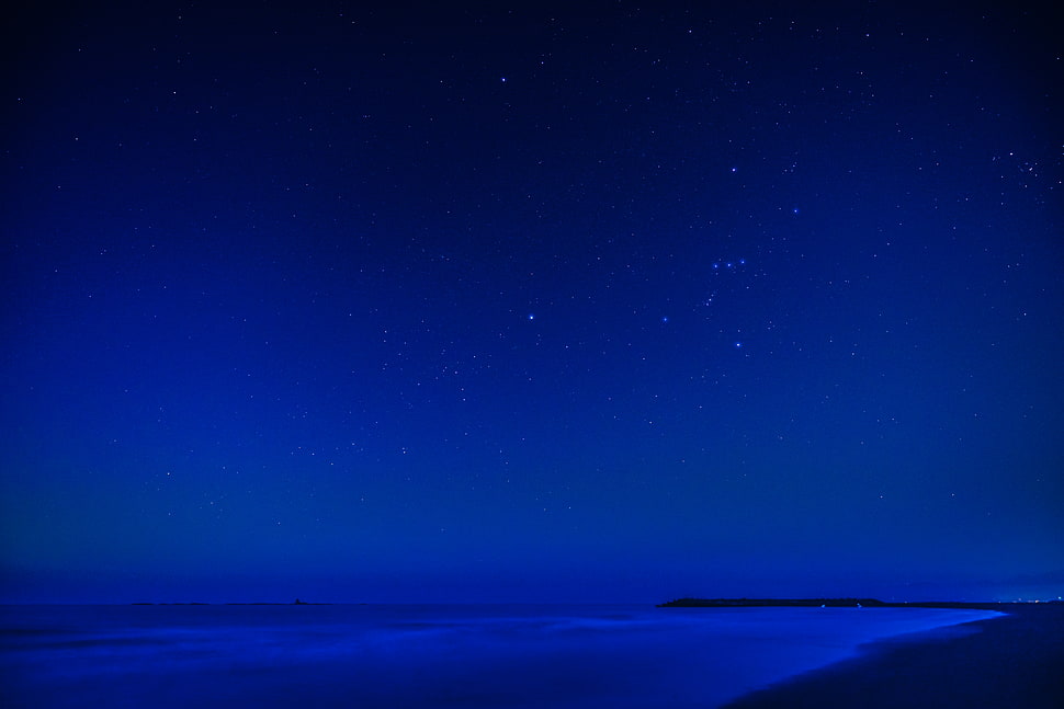 blue sky night time HD wallpaper