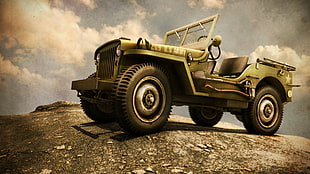 gray U.S. Army SUV, car, jeep willys HD wallpaper